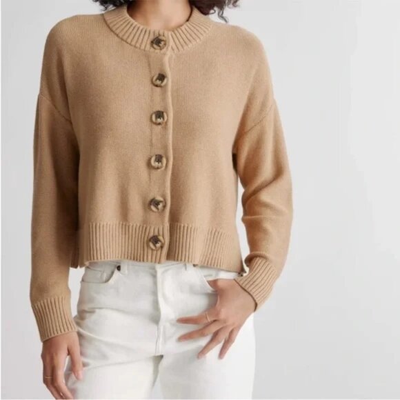 Cozy Tan Button-Up Sweater - Picture 1 of 7
